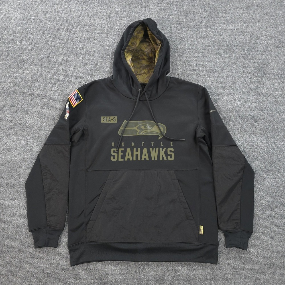 Seattle Seahawks Hoodie Mens Small Black NFL Nike Salute To Service‎ On Field
